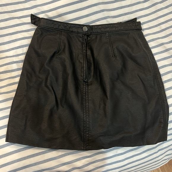 Free People Black Leather Skirt - Picture 2 of 4